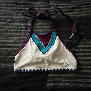 SAME swim white papillon it girl halter swim top size S/M